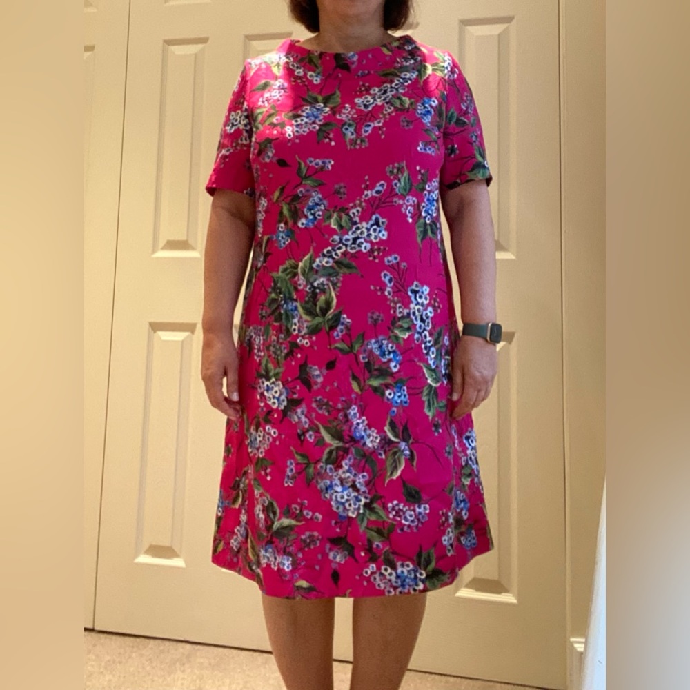Escada Jacquared Floral Print A-line Dress